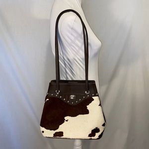 American West Cowhide and Brown Leather Shoulder Bag